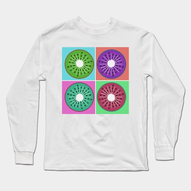 Andy Warhol Pop Art Style Kiwis Long Sleeve T-Shirt by Roommates